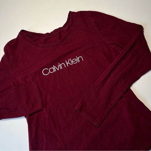 🩷CALVIN KLEIN BODY FITTING LIGHTWEIGHT LONG SLEEVE SCOOP NECK TOP SIZE SMALL - Picture 6 of 7